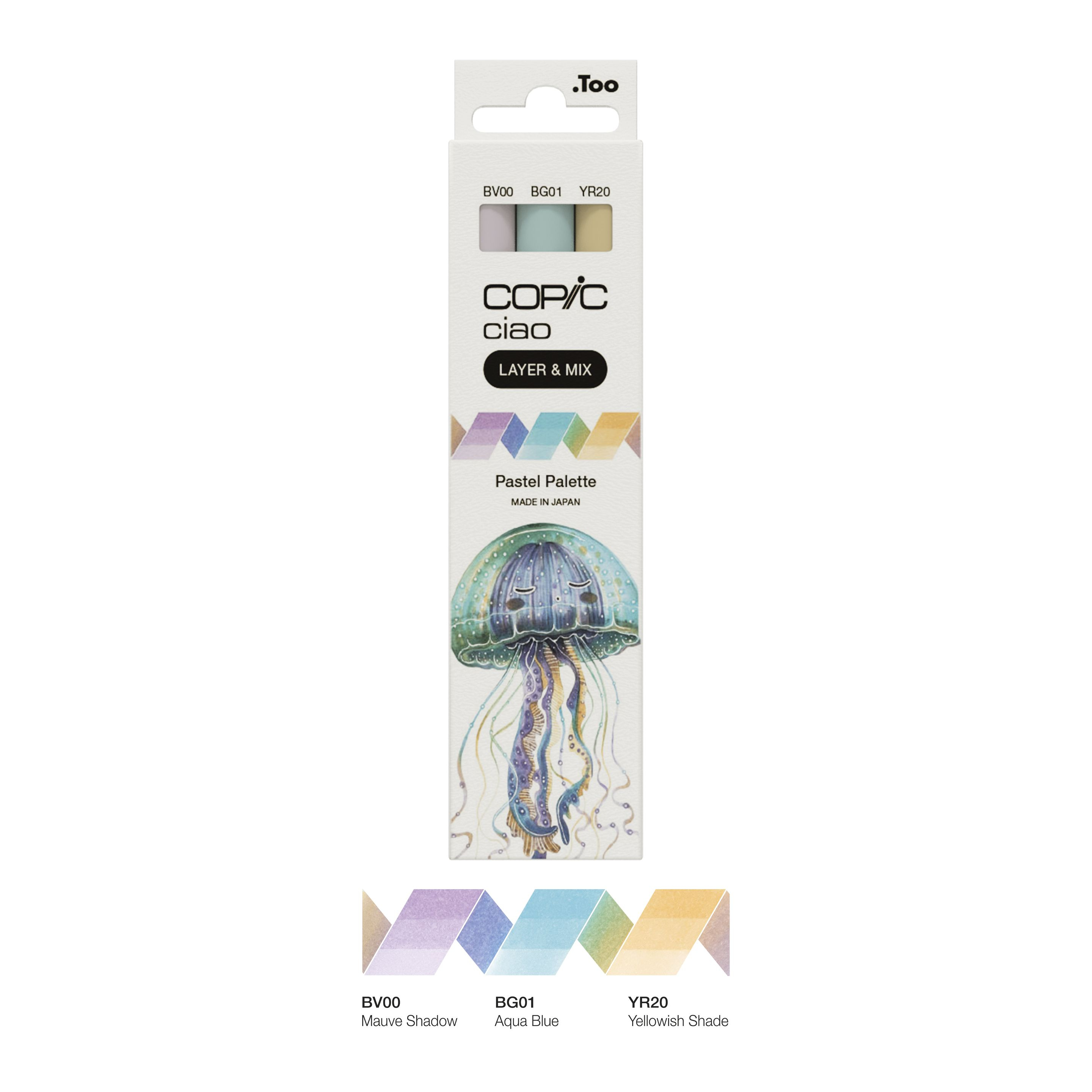 COPIC Ciao Pastel Palette Layoutmarker-Set 1,0 + 6,0 mm, 3 Stück Blau, Violett, Gelb