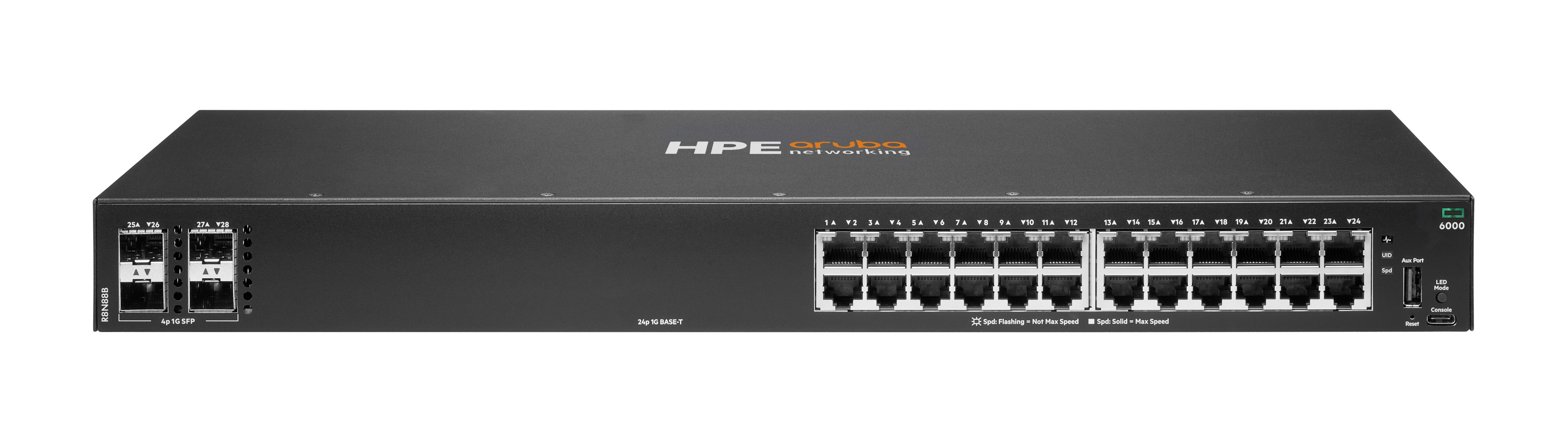 HPE Aruba CX 6000 24p 10M/100M/1G 4p SFP 1G Switch Schwarz