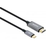 Manhattan 153607 Videokabel-Adapter 2 m HDMI Typ A (Standard) USB Typ-C Schwarz - Silber (153607)