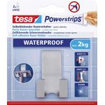 tesa Powerstrips Rasierhalter "WAVE" WATERPROOF, Edelstahl geeignet für feuchte Umgebungen (Dusche/Badezimmer), - 1 Stück (59709-00000-00)