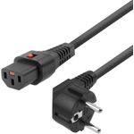 MicroConnect Powercord Schuko CEE 7/7 male angled - C13 IEC Lock black (MC-SCHC13-1)