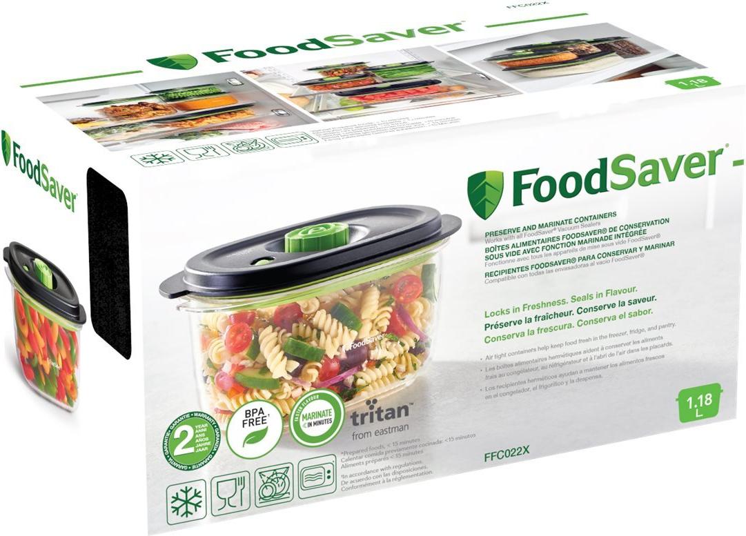 FoodSaver Preserve & Marinate FFC022X Lebensmittelbehälter 1,2 l Oval Versiegelbar Schwarz, Transparent
