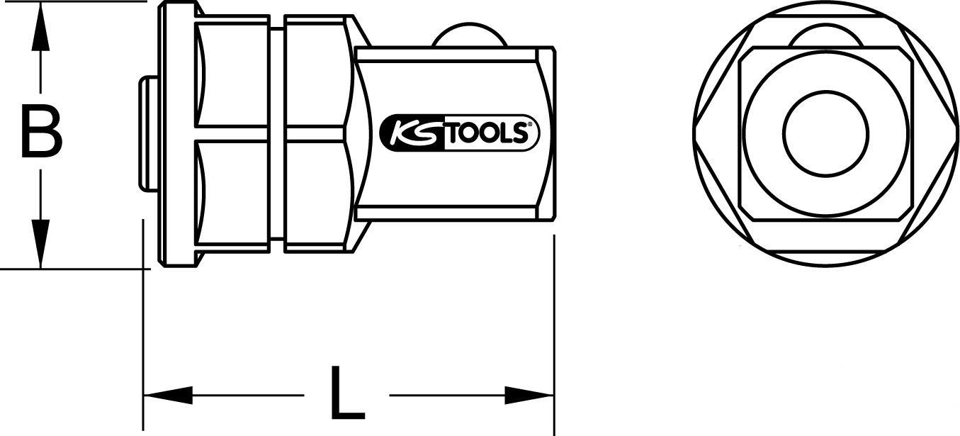 KS TOOLS GEARplus RINGSTOP-Stecknuss-Adapter, 1/2\"x19mm (503.4998)