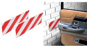 IWH Autotür-Schutzleiste für Garage, weiß / rot Material: PU-Schaumstoff, selbstklebend, extra starke - 1 Stück (019042)