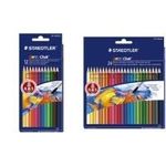STAEDTLER Aquarellstift Noris Club aquarell, 24er Kartonetui mit Minenschutzmantel (ABS), sechseckig, wasservermalbare (144 10NC24)