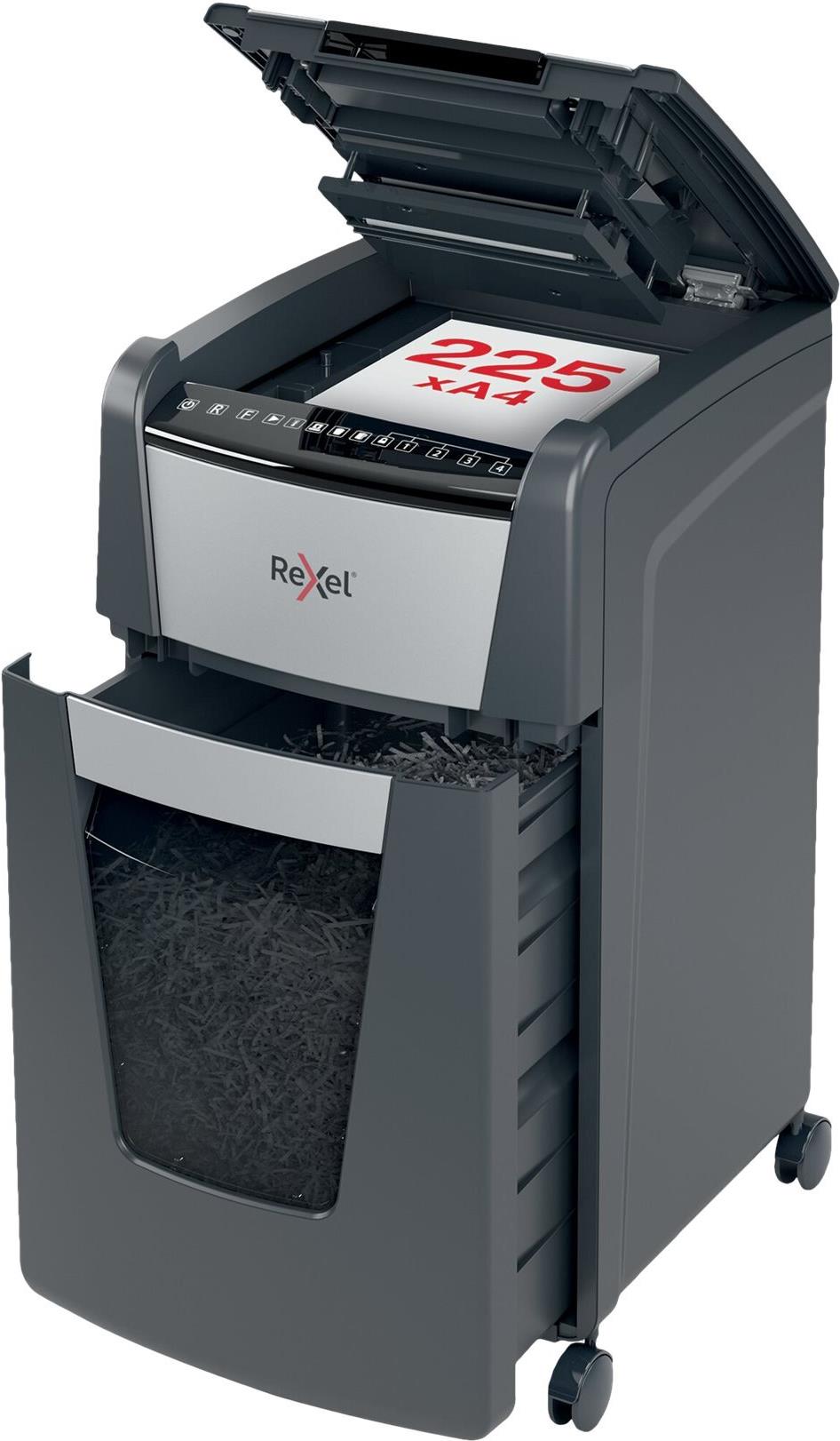 Rexel Optimum AutoFeed+ 225X Aktenvernichter Kreuzschnitt P-4 60 l Schwarz, Grau