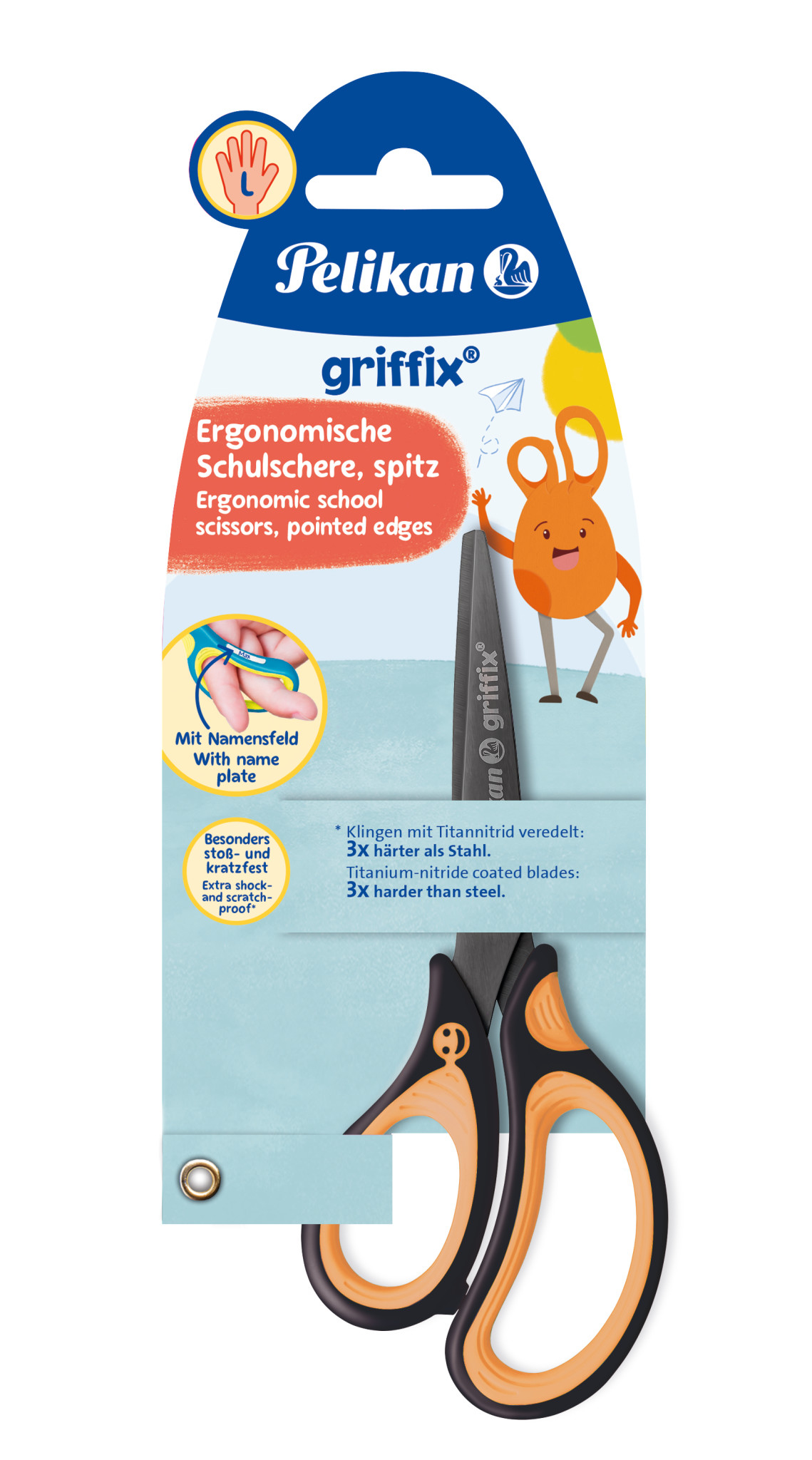 Pelikan Griffix Schere Linkshänder Schwarz, Orange