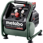 Metabo 601521850. Motorschnelligkeit der Pumpe (max): 2760 U/min, Maximaler Betriebsdruck: 8 bar, Kapazität des Luftbehälters: 5 l. Energiequelle: Batterie/Akku. Breite: 340 mm, Tiefe: 315 mm, Höhe: 380 mm (601521850)