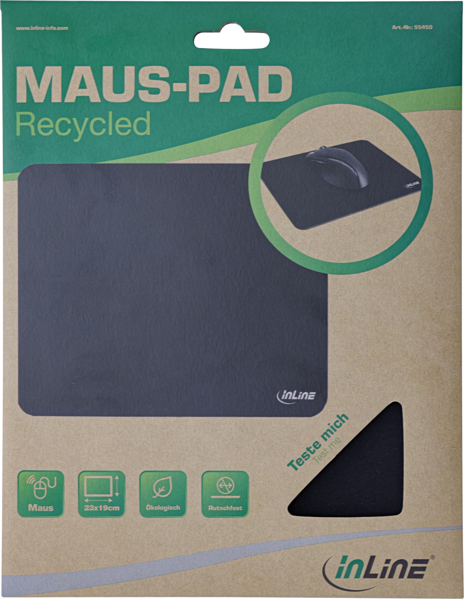 InLine Mauspad Recycled Schwarz 230x190x2,5mm
