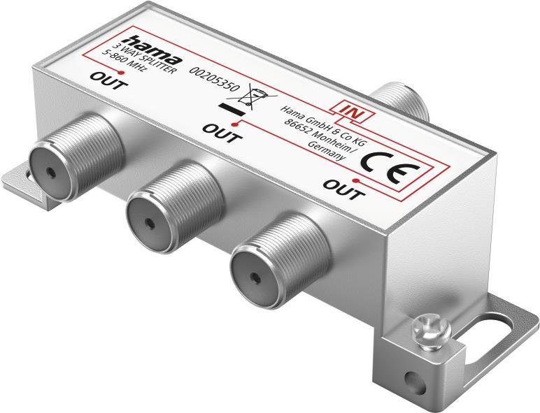 Hama Breitband-Kabelverteiler, 3-fach, voll geschirmt (00205350)