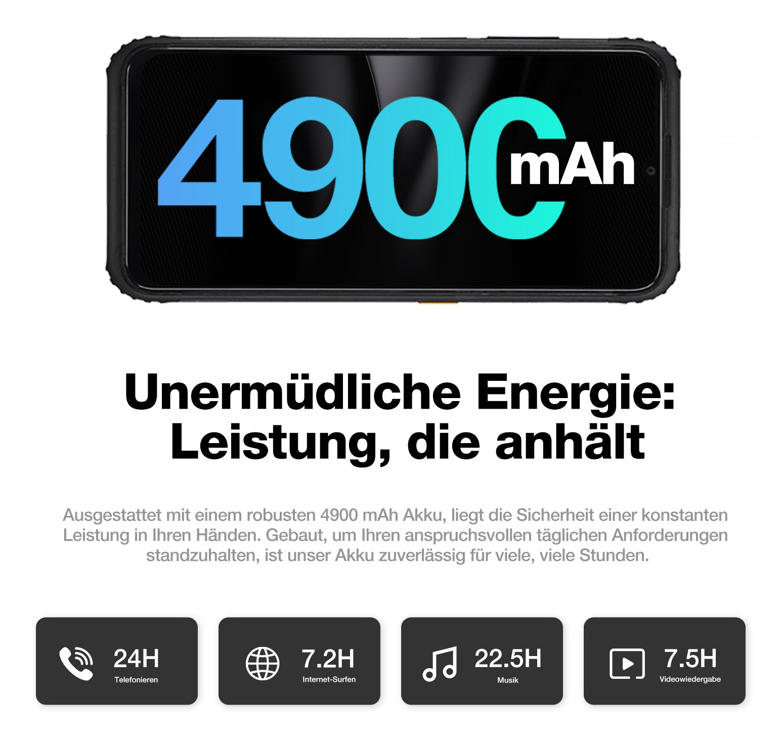 AGM H6 Outdoor-Smartphone 6,56" HD+ 8 GB RAM 256 GB Schwarz
