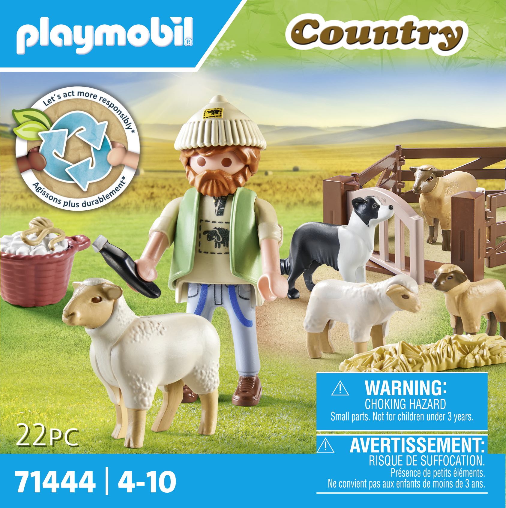 PLAYMOBIL Country 71444 Junger Schäfer mit Schafen Mehrfarbig