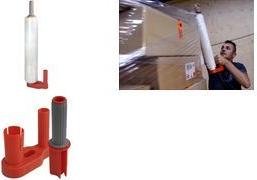 RAADHUIS Handabroller für Stretchfolie, rot / grau aus Kunststoff, 2-teilig, Rolle einfach oben und unten - 1 Stück (RD-351196)