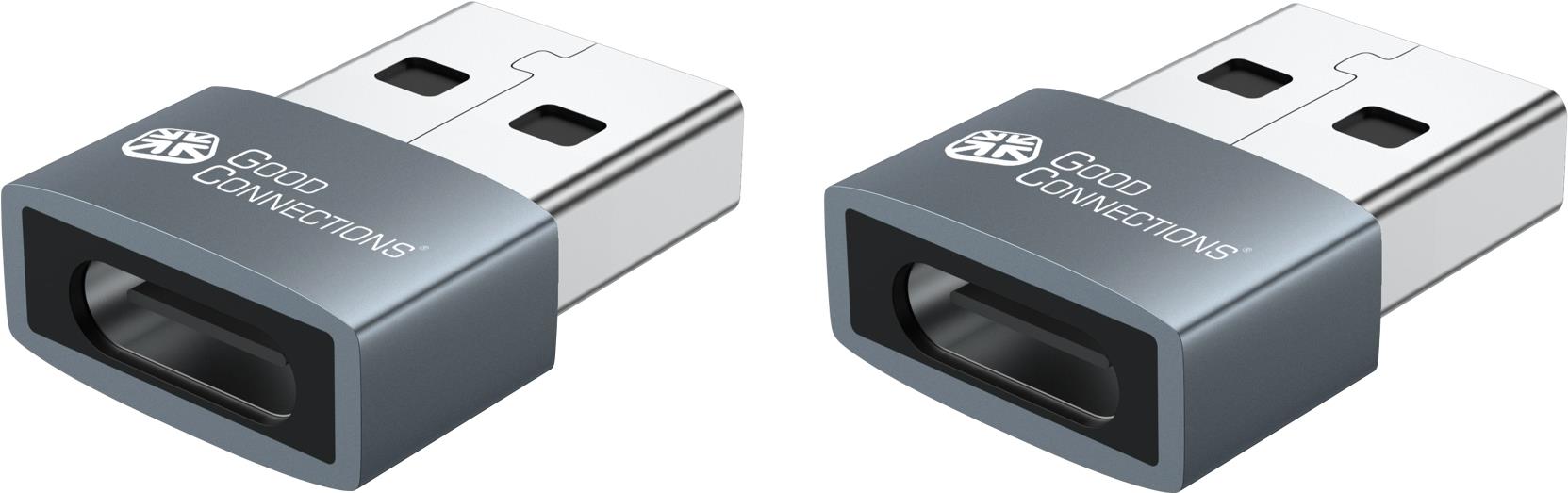Good Connections Adapter USB 2.0 Stecker A an USB-C Buchse Aluminiumgehäuse grau 2er-Set Good (USB-AD203-2)