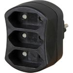 KOPP Adapter mit Anschluss für 3x Euro-Stecker (3-fach | 250V | 3x 2,5A) - in schwarz (471305006)