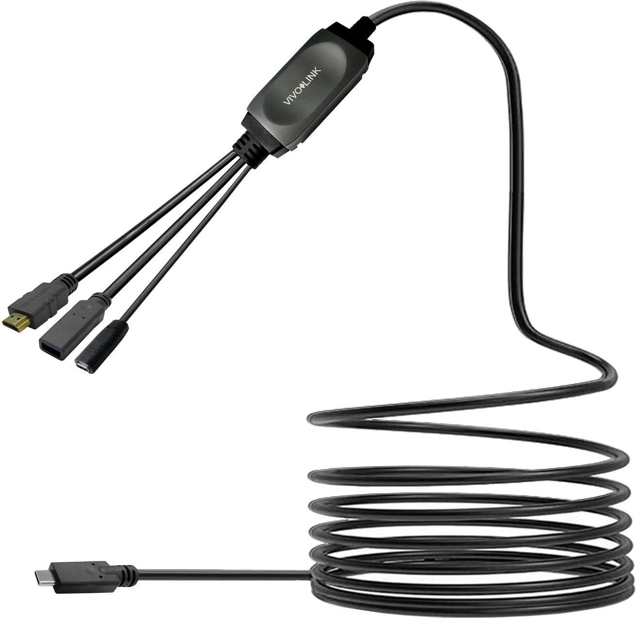 VivoLink USB-C HUB Cable with USB3.0 & Charging black (PROUSBCHDMIUSB3-5)