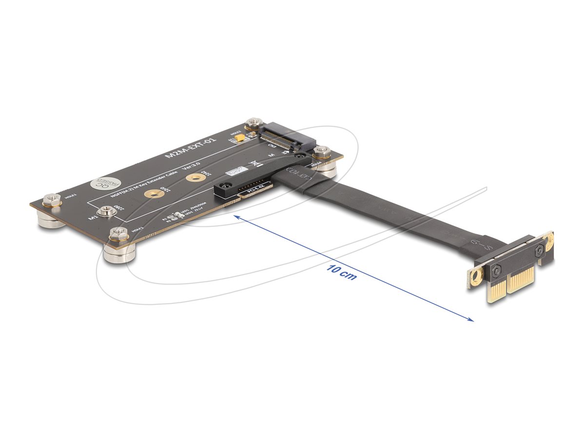 Delock Schnittstellenadapter PCIe 3.0 x1 zu M.2 Key M 90° gewinkelt 10 cm Kabel Schwarz