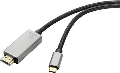 Renkforce RF-4995150 USB-C® / HDMI Adapterkabel [1x USB-C® Stecker - 1x HDMI-Stecker] Schwarz Geflechtschirm 2.00 m (RF-4995150)