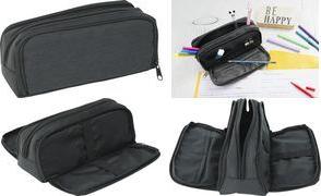 EBERHARD FABER Schlamper-Etui, 3 Fächer, anthrazit/schwarz aus Polyester, großes Haupffach, 1 Seitenfach mit 4 Fächern - 1 Stück (577406)