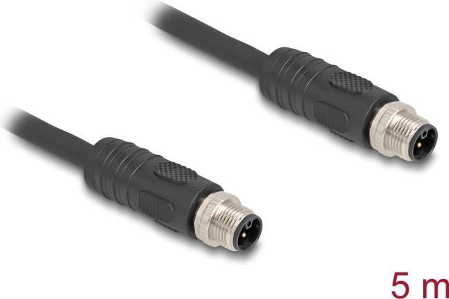 Delock M12 Kabel L-kodiert 4 Pin Stecker zu PUR schleppkettentauglich 5 m (80517)