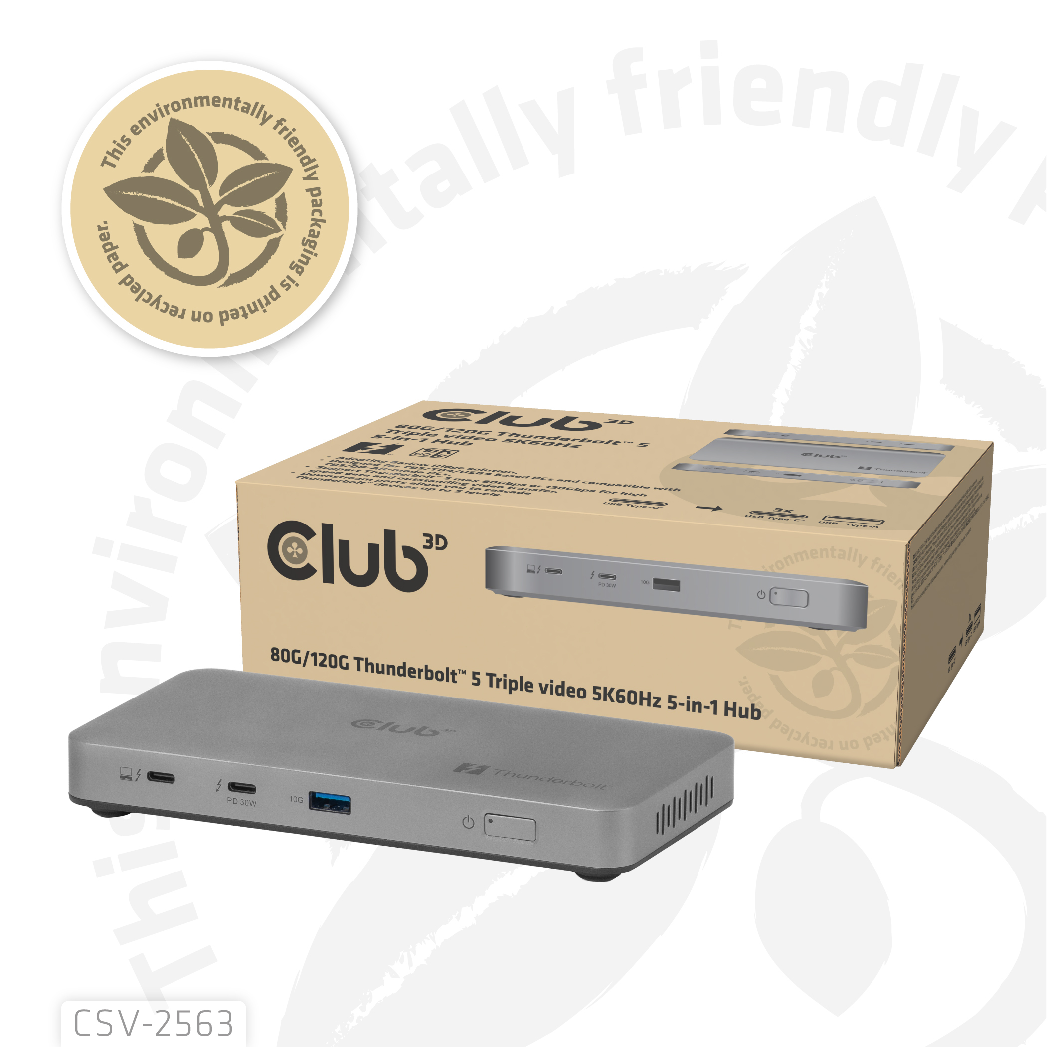 Club 3D CSV-2563 Dockingstation Thunderbolt 5 180W Silber