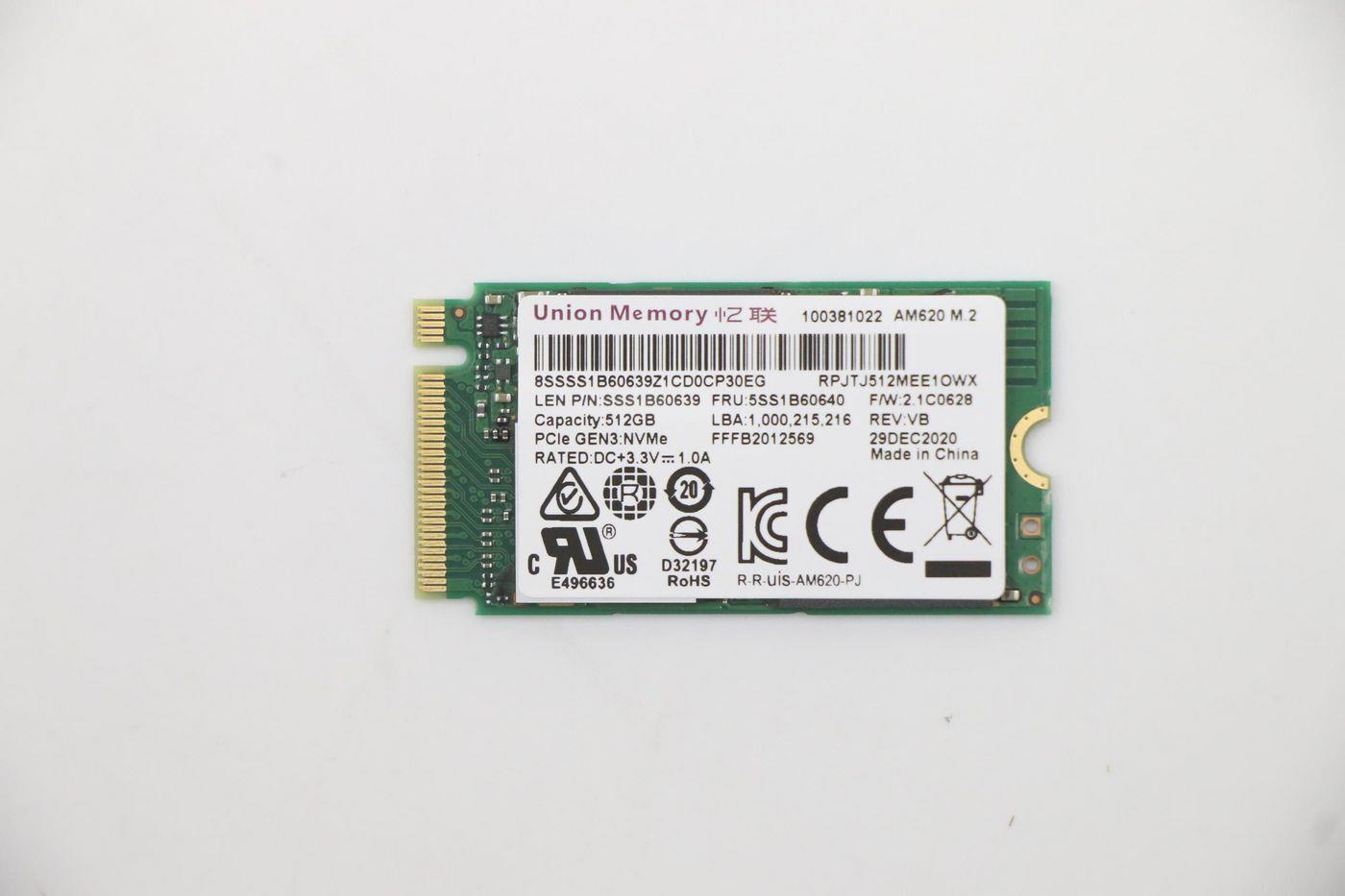 Lenovo UMIS AM620 512GB PCIe 2242 RPJTJ512MEE1OWX SSD EMI (5SS1B60640)