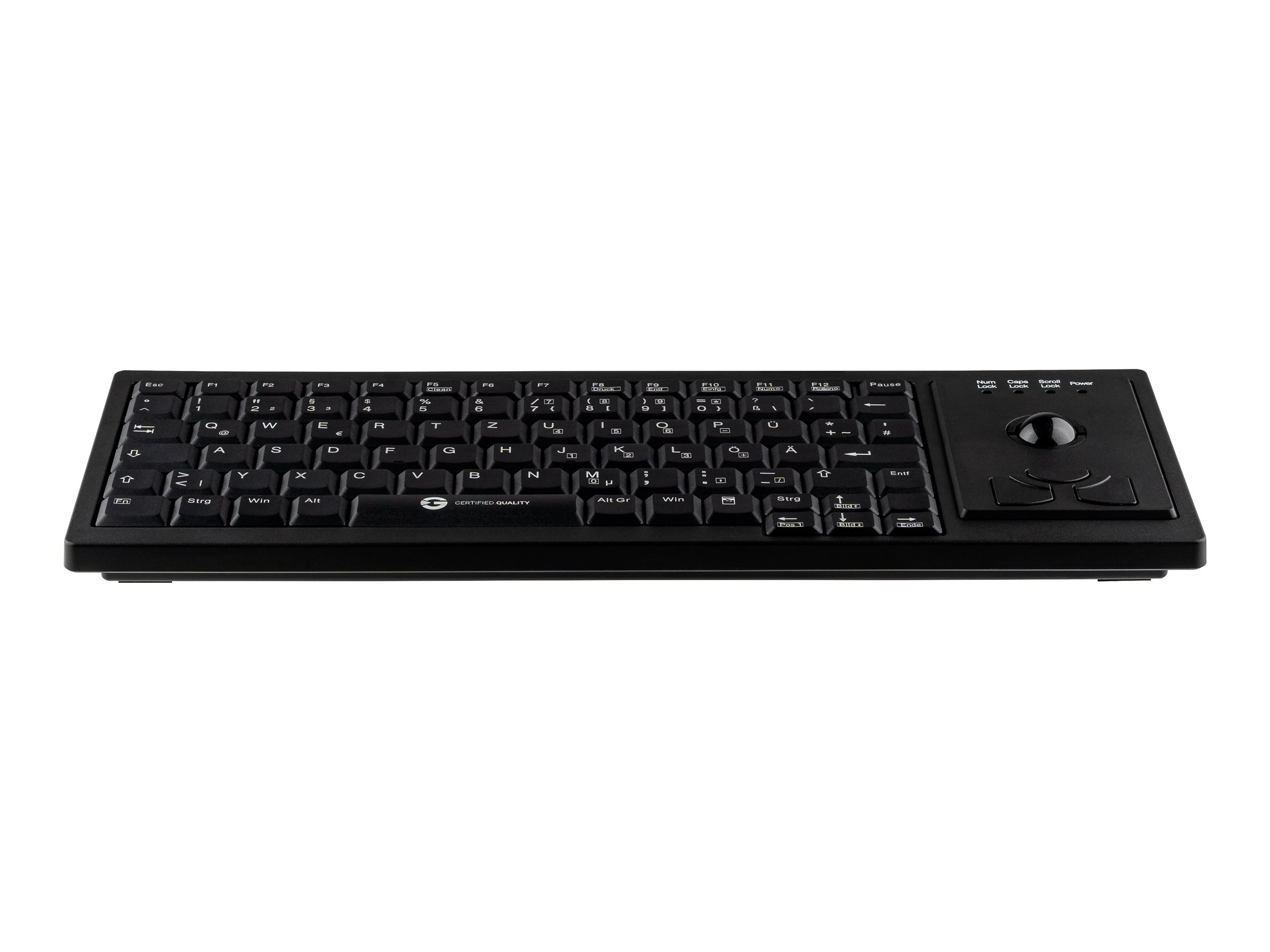 GETT CleanType Xtra Roll Kabelgebundene Tastatur USB QWERTZ Deutsch 75% TKL mit Trackball Schwarz