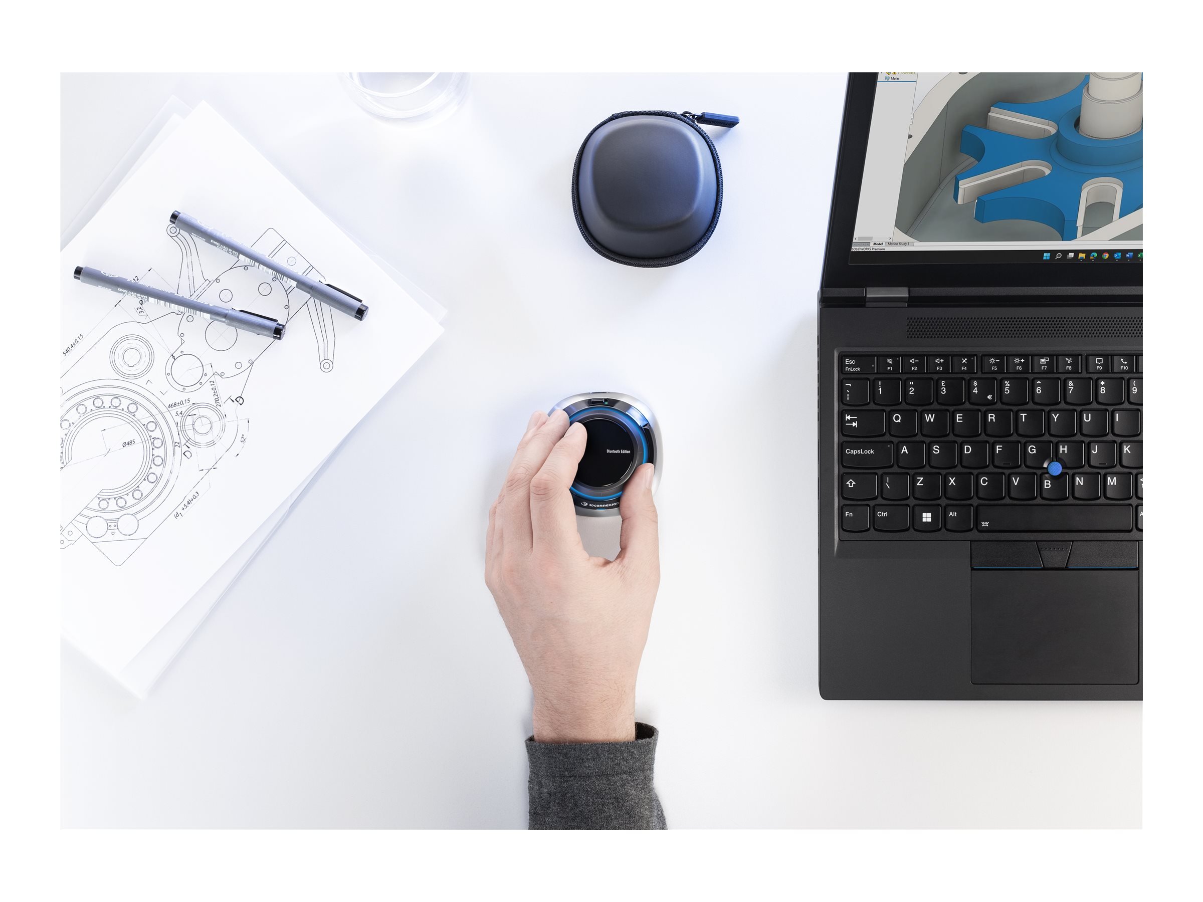3Dconnexion SpaceMouse Wireless 3D-Maus Bluetooth 2.4 GHz Schwarz, Silber