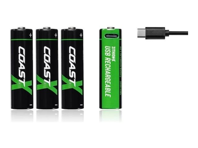Coast ZITHION-X Mignon AA Akku 1×4 2400 mAh 1,5 V USB-C Schwarz, Grün