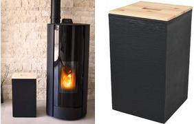 EDA Pellets-Aufbewahrungsbox, 36 Liter, schwarz aus Kunststoff mit Holzdeckel, Kapazität: 20 kg - 1 Stück (010481 NO)