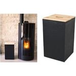 EDA Pellets-Aufbewahrungsbox, 36 Liter, schwarz aus Kunststoff mit Holzdeckel, Kapazität: 20 kg - 1 Stück (010481 NO)