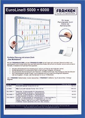 FRANKEN Dokumentenhülle Frame It X-tra! Line, A4, Hartfolie, matt, blau, 5 Stück (ITSA4M/503)