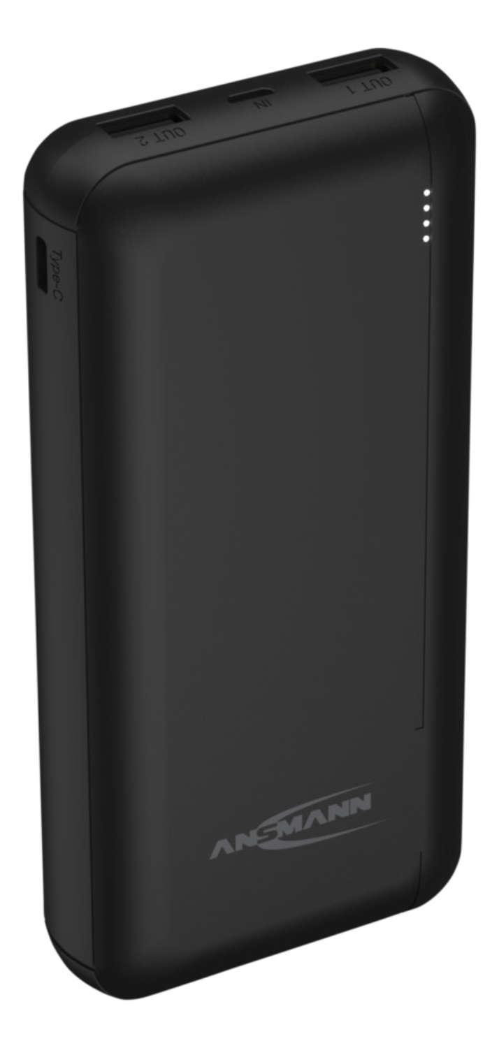 Ansmann PB212 Powerbank 20000 mAh LiPo 5 V 2,1 A Schwarz