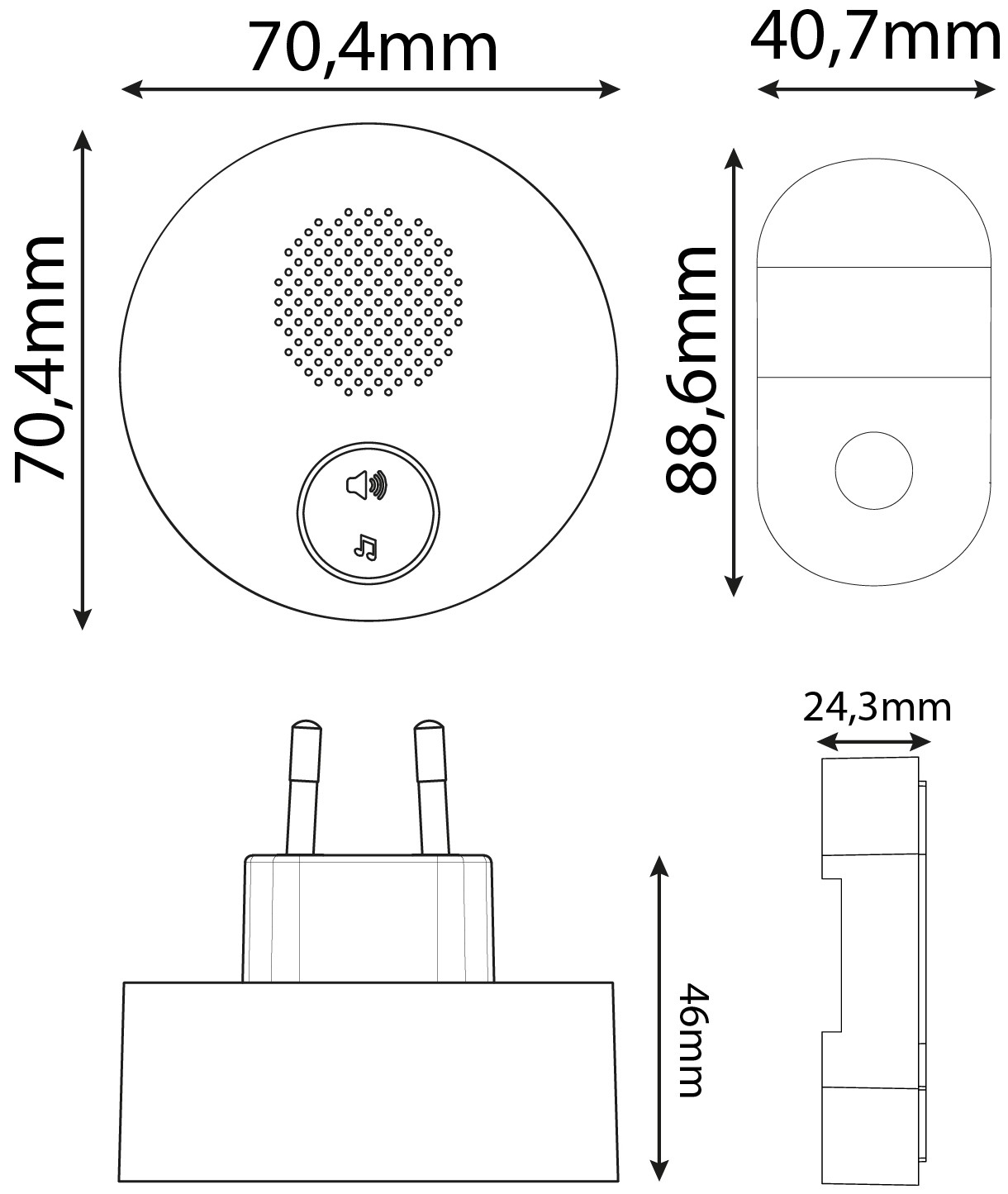 ENTAC Türklingel EDB-AC-44-K Kabellos AC Plug-in 150 m IP44 Weiß