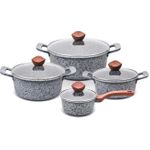 PROMIS Topfset GRANIT, Kochtopf 16 cm, Töpfe 20,24,28 braune Griffe (GR/SET)