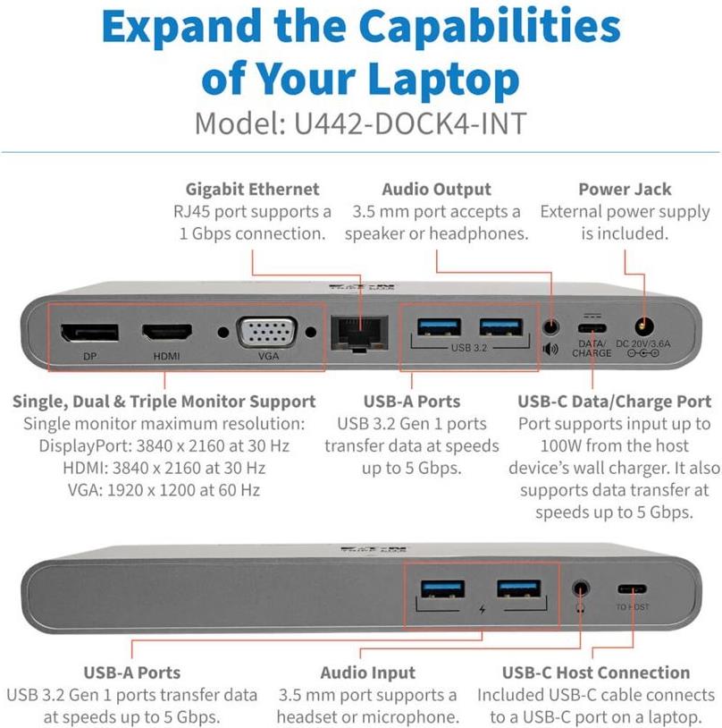 Tripp Lite Eaton Tripp Lite Series U442-DOCK4-INT Dockingstation Silber