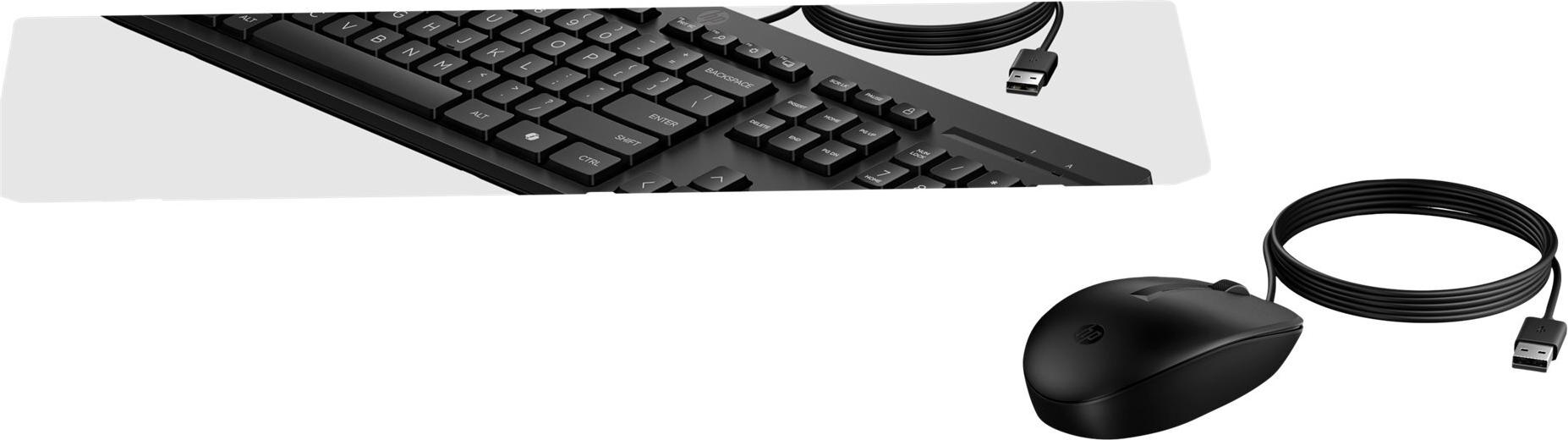 HP 225 Kabelgebundenes Tastatur-und-Maus-Set USB QWERTZ Schwarz