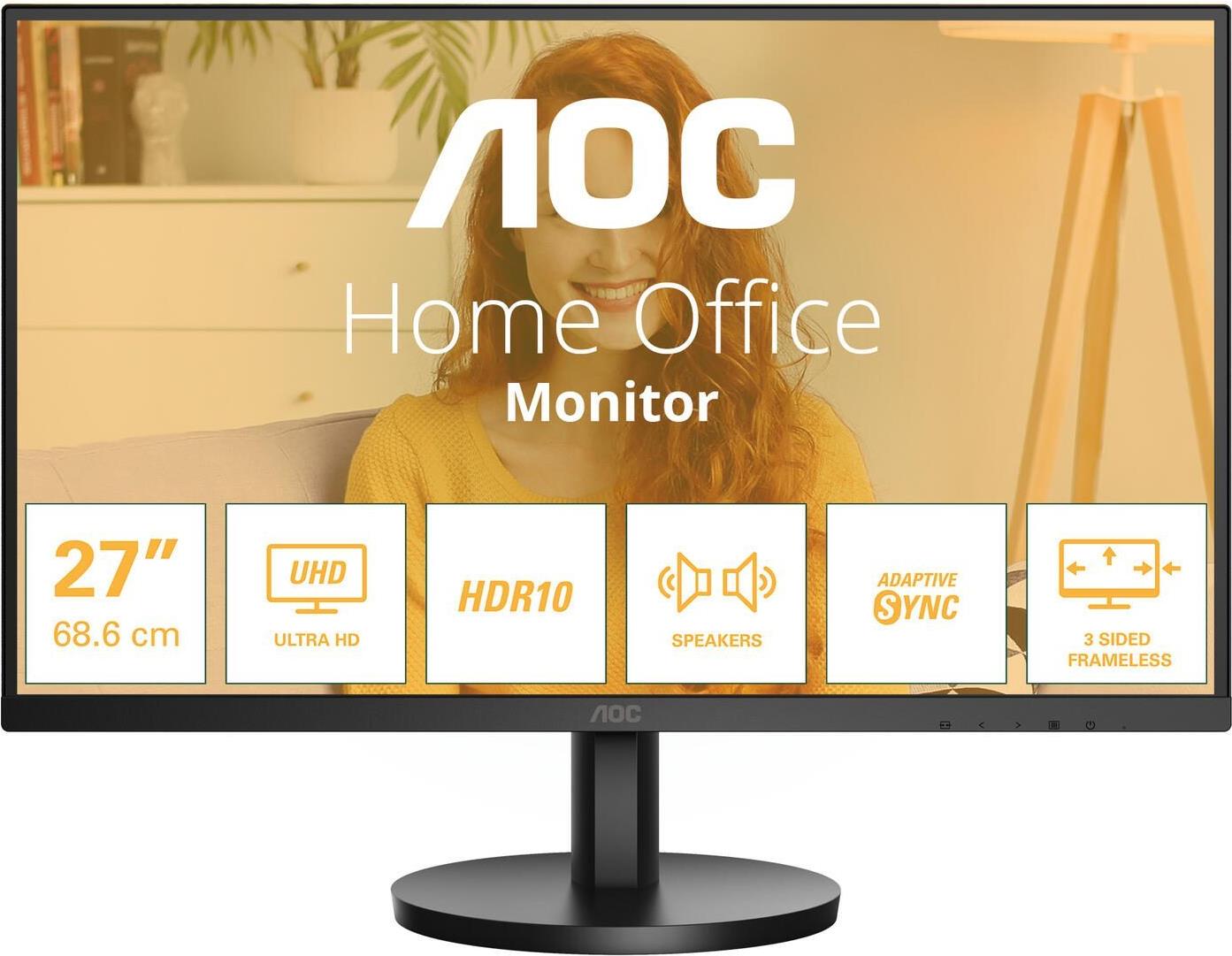 AOC U27B3A 27" 4K UHD IPS Monitor Schwarz