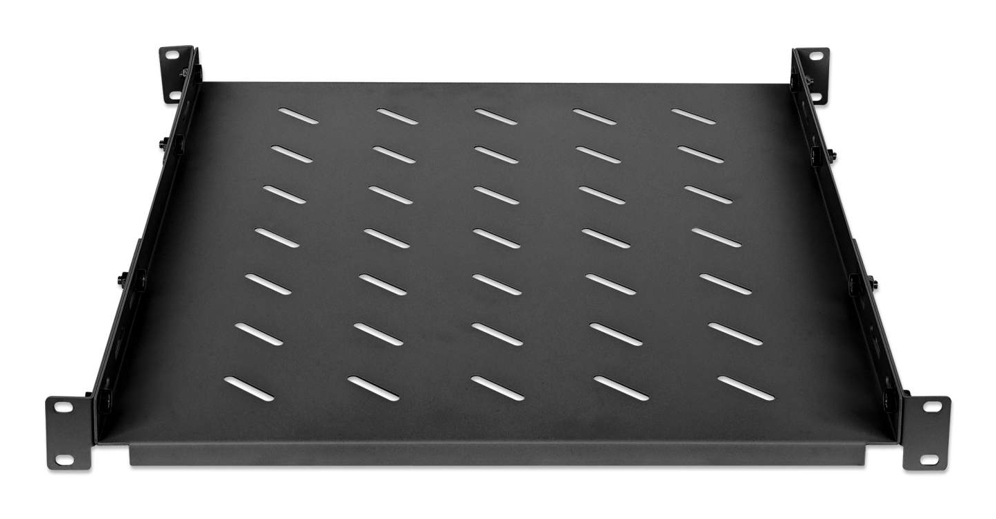 Intellinet 19" Rack-Fachboden 1U feste Montage verstellbare Schienen 550–750 mm Schwarz