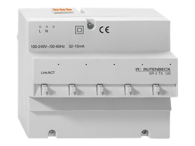 Rutenbeck SR 5TX GB Gigabit-Switch 5 Ports REG-Montage Hellgrau, RAL 7035