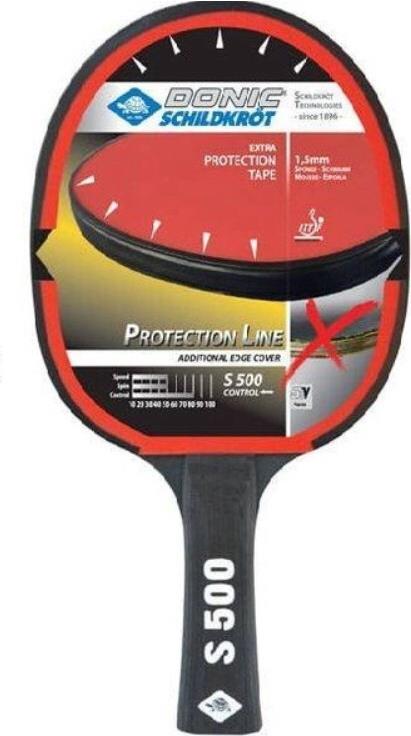 DONIC SCHILDKRÖT Tischtennisschläger "Protection Line S500" Lernschläger, Farbe: schwarz/rot, Jade Belag (glatter Belag - 1 Stück (713055)
