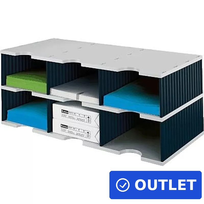 Styro styrodoc trio Dateiablagebox Polystyrol Schwarz - Grau (268-0322.98) (geöffnet)