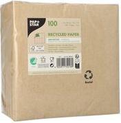 PAPSTAR Lunch-Servietten, 330 x 330 mm, 3-lagig, natur 1/4 Falz, aus recyceltem Tissue, bedruckt mit Farben auf - 1 Stück (89765)