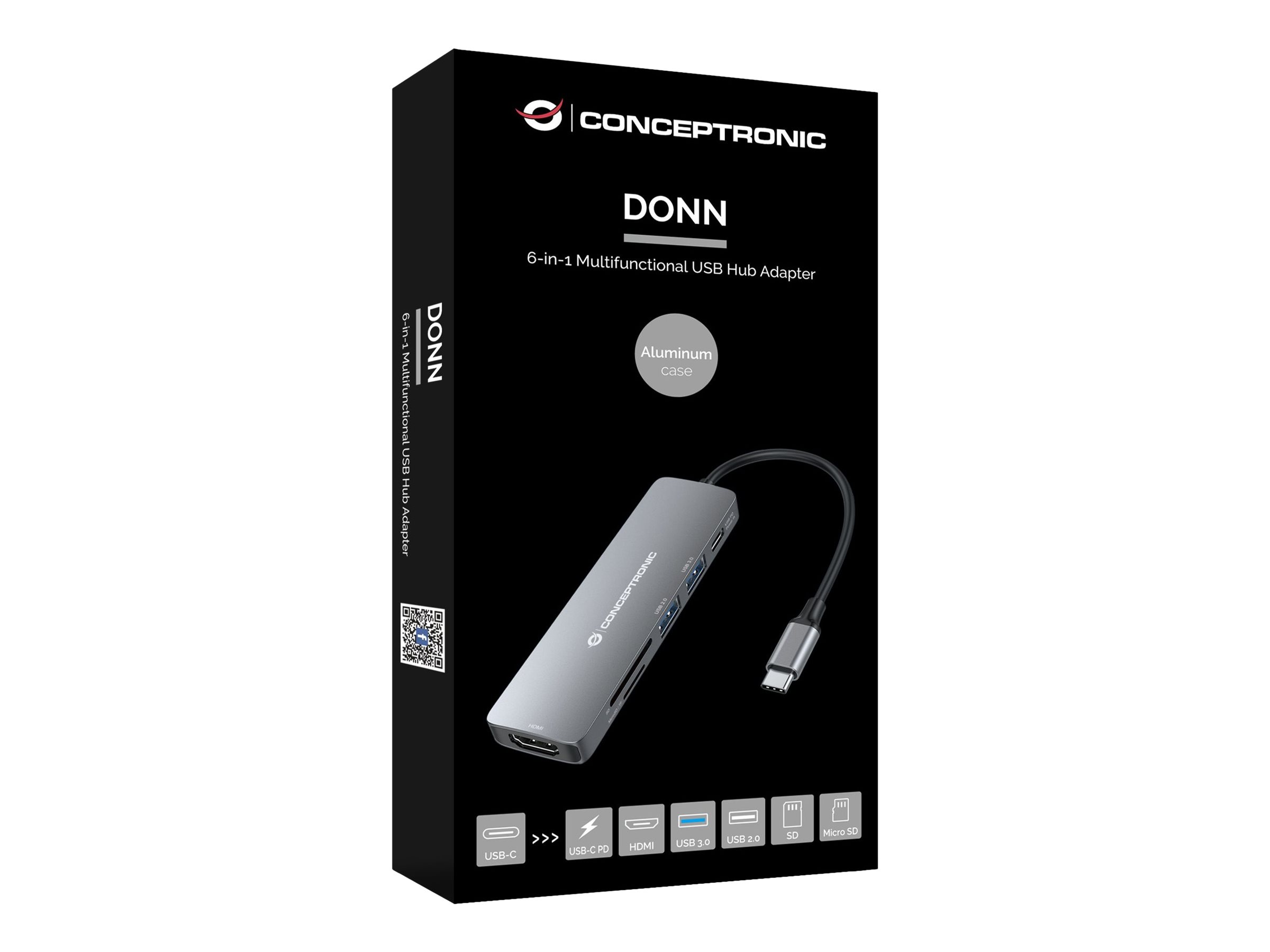 Conceptronic DONN DONN11G 6-in-1 USB-C Dockingstation HDMI Grau