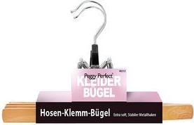 Peggy Perfect Hosenklemmbügel, Holz natur lackiert, 2er Pack Länge: 250 mm, stabiler Metallhaken, extra soft - 1 Stück (90212)