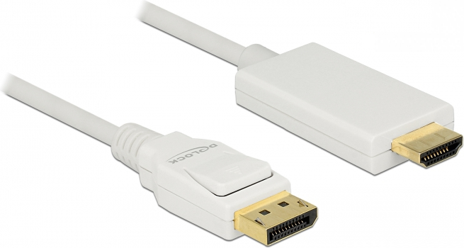 DELOCK Kabel Displayport 1.2 Stecker > High Speed HDMI-A Stecker Passiv 4K 1 m weiss