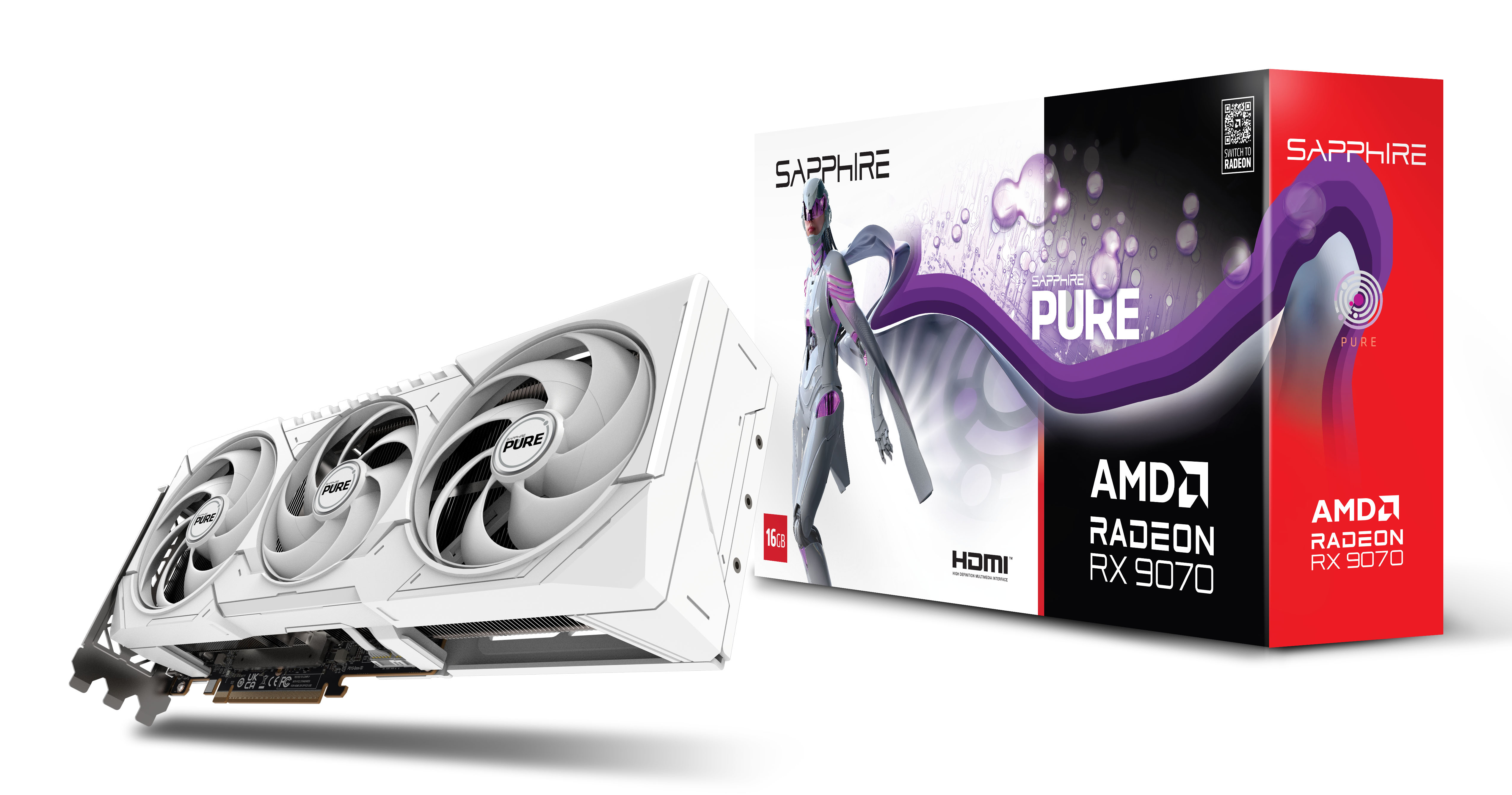 Sapphire Pure Radeon RX 9070 16 GB GDDR6 Grafikkarte Weiß
