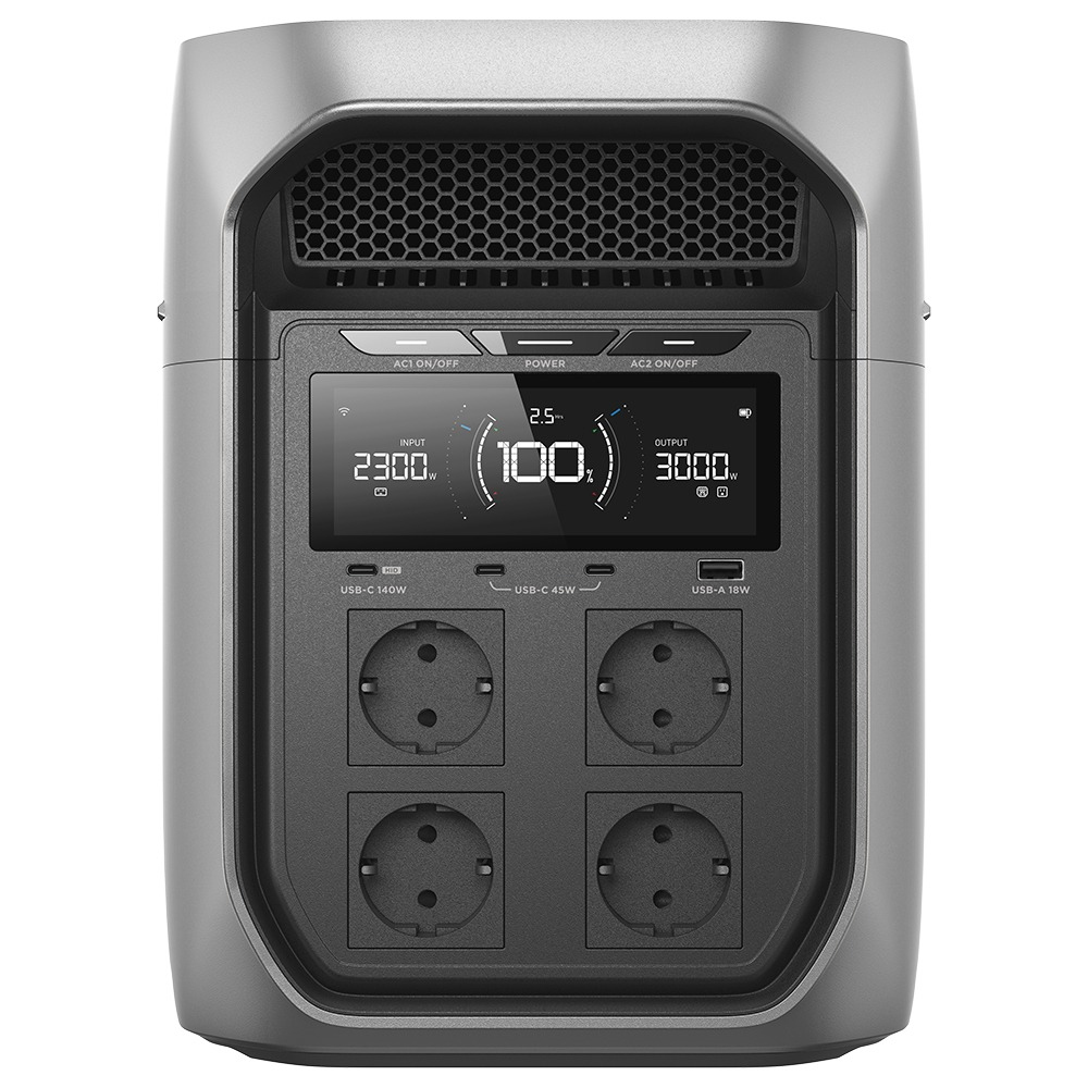 EcoFlow DELTA 3 Max Plus Tragbare Power Station 2048 Wh 2300 W Schwarz, Grau