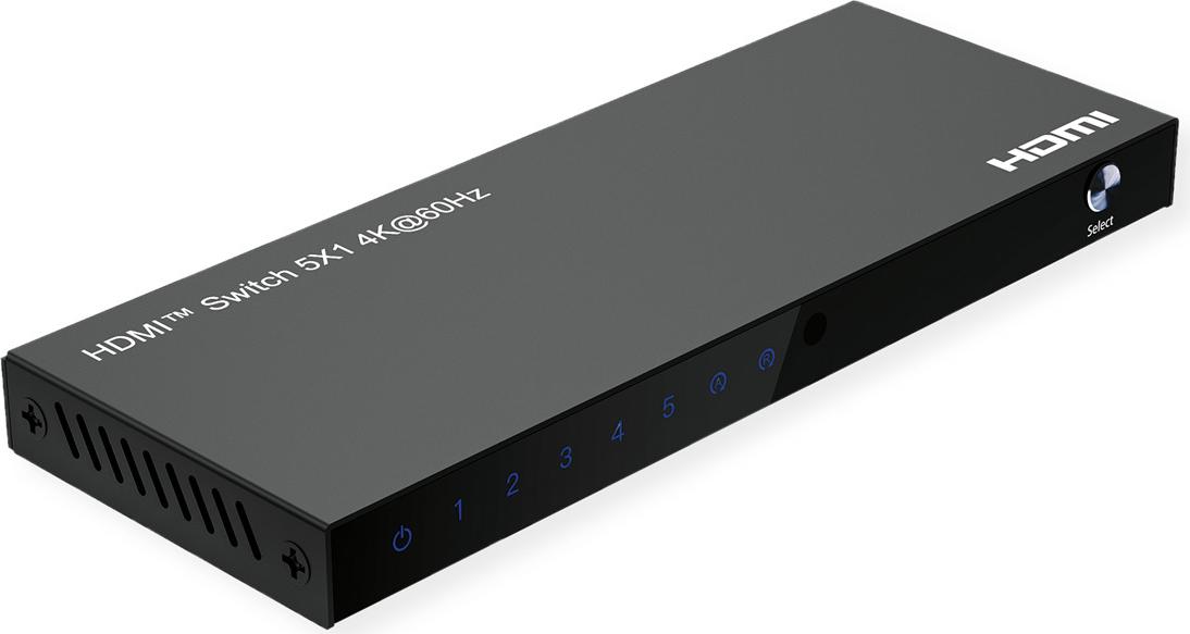 ROLINE HDMI Switch 5fach 4K60Hz HDCP2.3+ IR Fernbd. (14.01.3618)