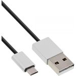 InLine® Micro-USB 2.0 Kabel, USB-A Stecker an Micro-B Stecker, schwarz/Alu, flexibel, 2m (31720I)